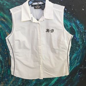 Harley Davidson embroidered logo button down tank
